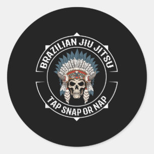 Jiu Jitsu War Bonnet - Submission Team Jiu Jitsu W Classic Round Sticker