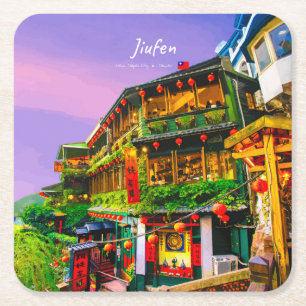 Jiufen, Taiwan - Ancient Teahouse Square Paper Coaster
