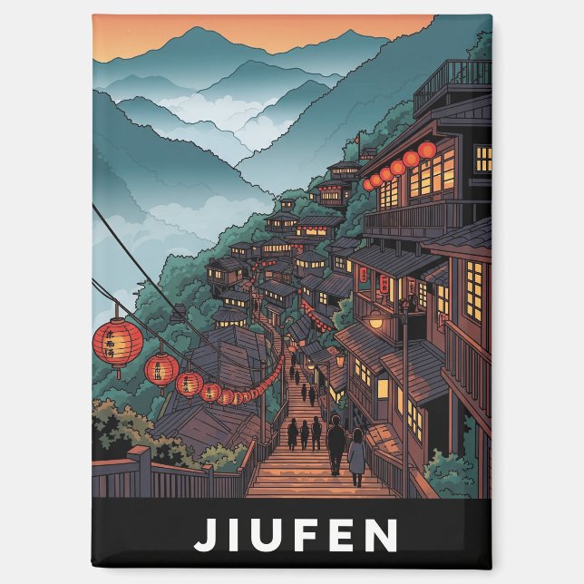Jiufen Taiwan Evening Magnet (Front)