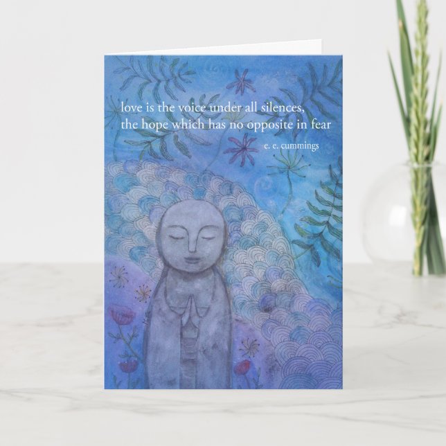 Jizo Art with quiet Love Help Support Friendship  Card (Front)
