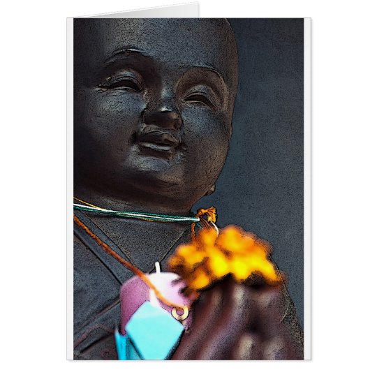 Jizo Buddha with Marigold Offering Card