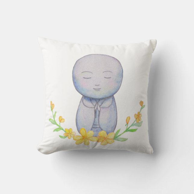 Jizo Japanese Zen Little Baby Buddha Yoga Lover Cushion (Front)