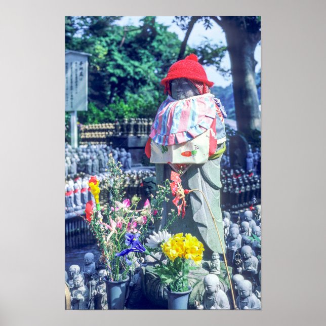 Jizo monk statue with bib and hat poster (Front)