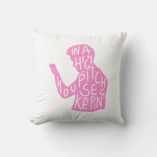 JJs silhouette housekeeping quote in pastel pink Cushion
