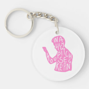 JJs silhouette housekeeping quote  in pastel pink  Key Ring