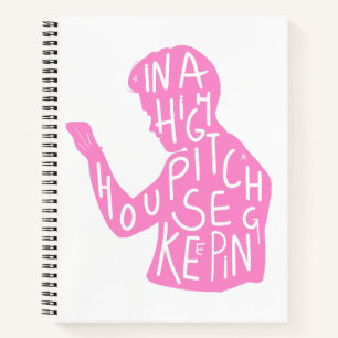 JJs silhouette housekeeping quote in pastel pink Notebook