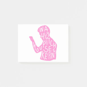 JJs silhouette housekeeping quote in pastel pink Post-it Notes