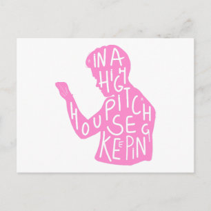 JJs silhouette housekeeping quote in pastel pink Postcard