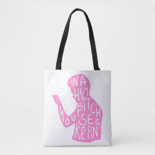 JJs silhouette housekeeping quote  in pastel pink  Tote Bag