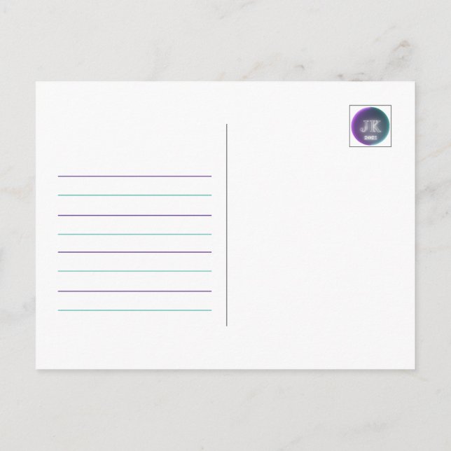 JK 2021 Purple Teal Lines Postcard (Back)