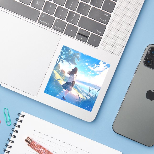 JK Stickers in the Back | Sushi Musume GenerativeA (Laptop w/ iPhone)