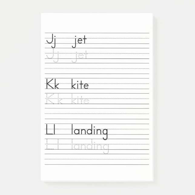 JKL Writing Practice Alphabet Worksheet Notepad (Front)