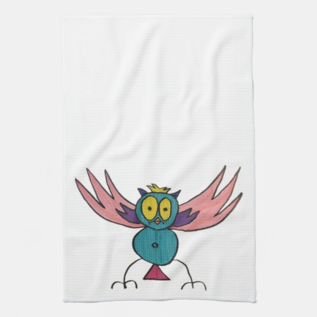 JMCdesign Pink Owl Kitchen Towel 16" x 24" (Vertical)