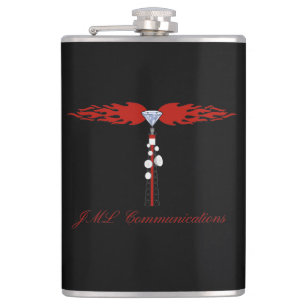 JML Communications Tower Logo Hip Flask