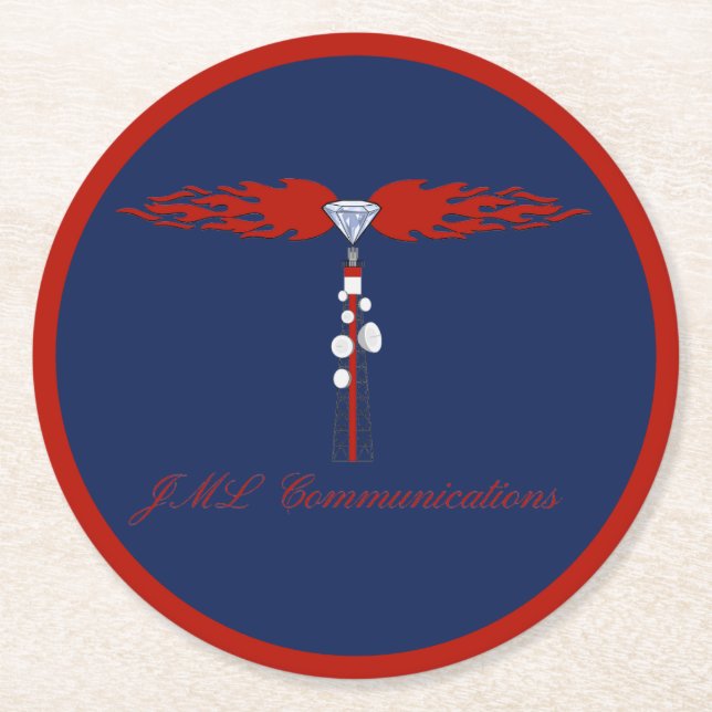 JML Communications Tower Logo Round Paper Coaster (Front)
