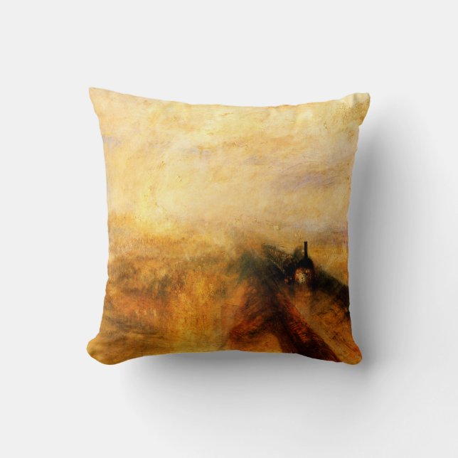 JMW Turner Rain Steam and Speed Throw Pillow (Front)