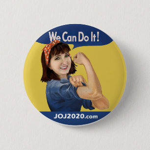 'Jo-sie the Riveter' Round Button, 2¼ Inch 6 Cm Round Badge