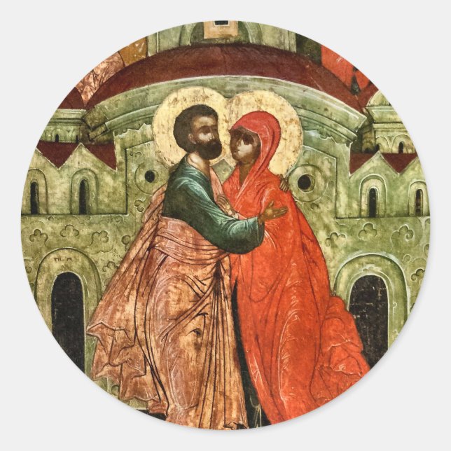 Joachim and Anna Parents of the Theotokos Icon     Classic Round Sticker (Front)