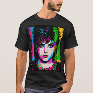 Joan Jett Homage Rainbow Neon Rock Star T-Shirt