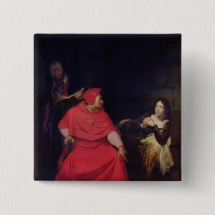 Joan of Arc and the Cardinal of Winchester 15 Cm Square Badge