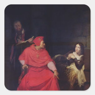 Joan of Arc  and the Cardinal of Winchester Square Sticker