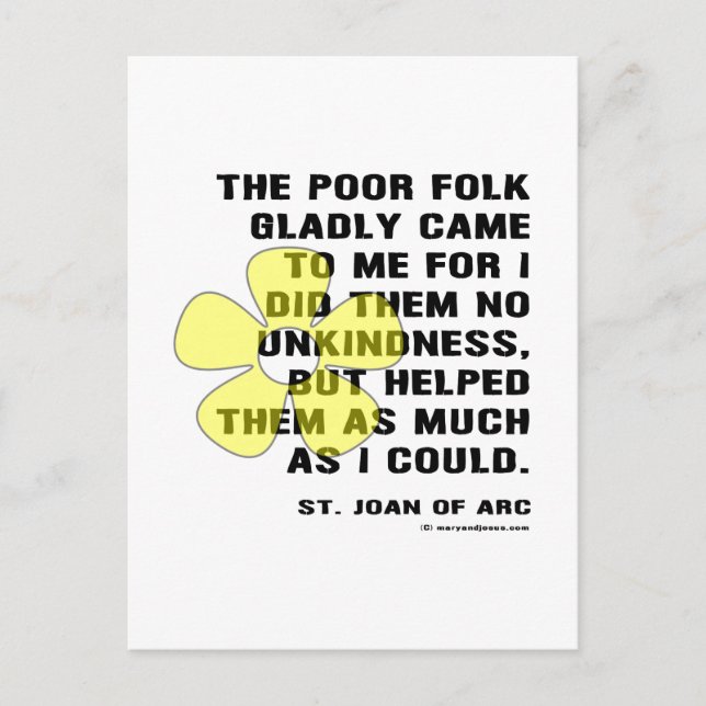 Joan of Arc Helped Poor Folk Postcard (Front)