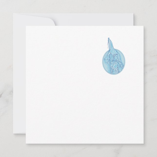 Joan of Arc Holding Flag Oval Drawing (Front)