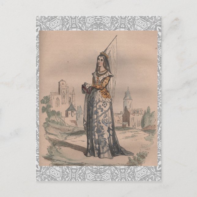Joan of Arc Mediaeval French fashion costume lace Postcard (Front)