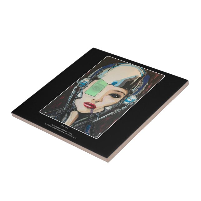 'Joan of Arc' Painting on a  Ceramic Tile (Side)