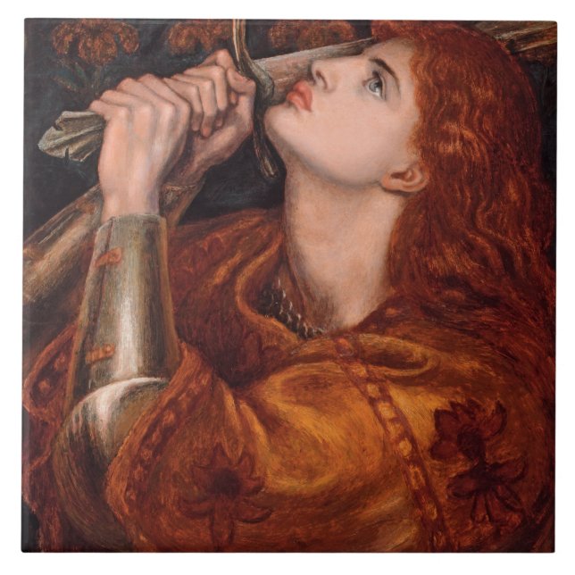 Joan of Arc (Portrait) (by Dante Gabriel Rossetti) Ceramic Tile (Front)