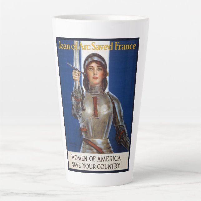 Joan of Arc: The Maid of Orleans, Knight Heroine Latte Mug (Front)