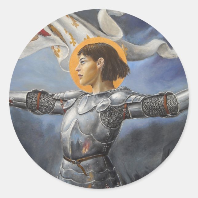 Joan of Arc with banner Classic Round Sticker (Front)