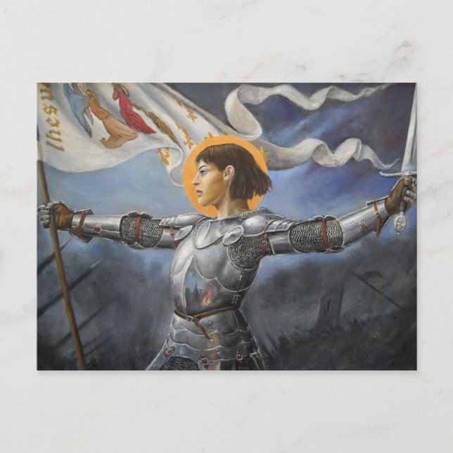 Joan of Arc with banner Postcard (Front)