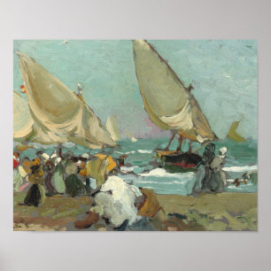 Joaquin Sorolla - Boats on the beach of Valencia Poster