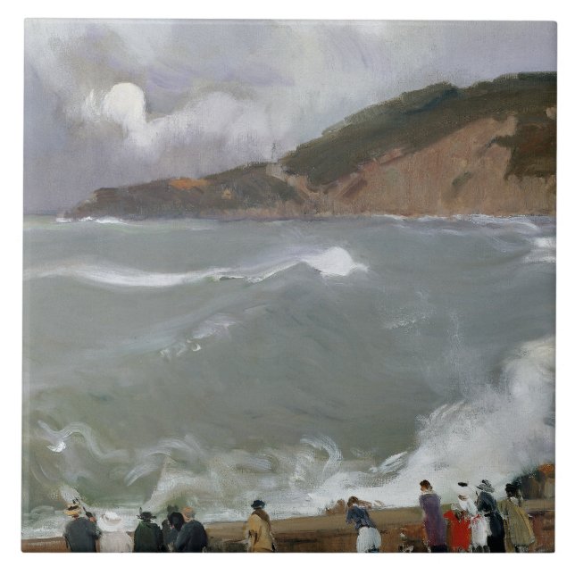Joaquin Sorolla - Breakwater, San Sebastian Ceramic Tile (Front)