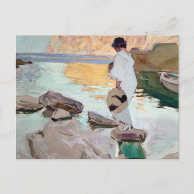Joaquin Sorolla - Elena at Cala de San Vicente Postcard (Front)