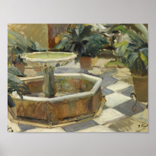 Joaquin Sorolla - Fountain in a courtyard Poster