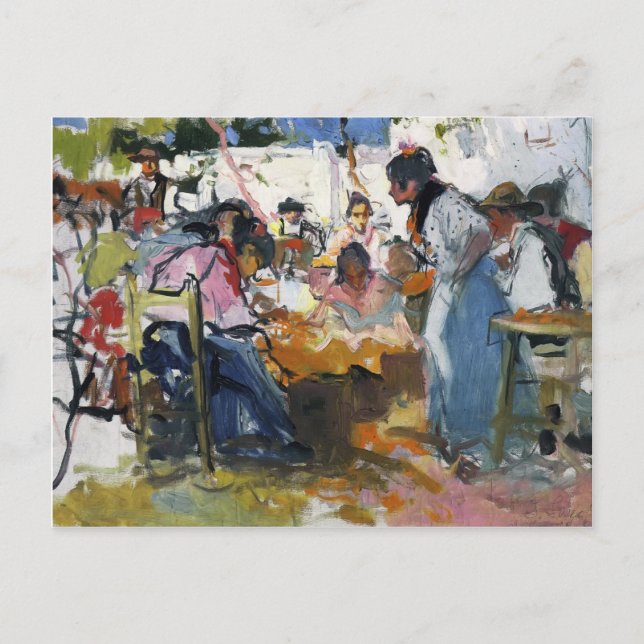 Joaquín Sorolla- Net Menders in Valencia Postcard (Front)