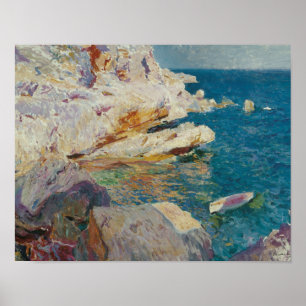 Joaquin Sorolla-Rocks of Javea and the White Boat Poster
