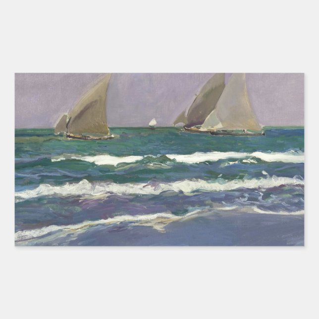 Joaquin Sorolla - Ship Sails in the Sea Rectangular Sticker (Front)