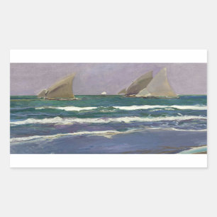 Joaquin Sorolla - Ship Sails in the Sea Rectangular Sticker