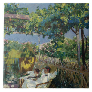Joaquin Sorolla - Siesta in the Garden Ceramic Tile