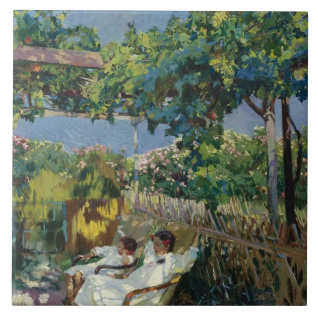 Joaquin Sorolla - Siesta in the Garden Ceramic Tile (Front)