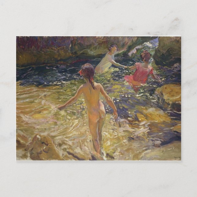 Joaquín Sorolla- The bath, Javea Postcard (Front)