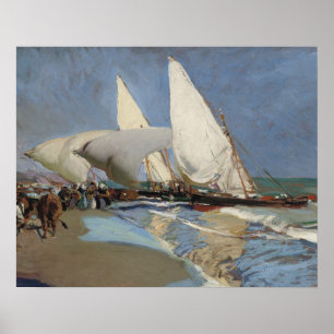 Joaquin Sorolla - The Beach at Valencia Poster