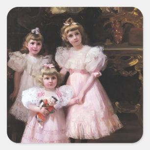 Joaquín Sorolla- The Three Errazuriz Sisters Square Sticker