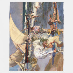 Joaquin Sorolla - Valencia Beach by Morning Light Fleece Blanket