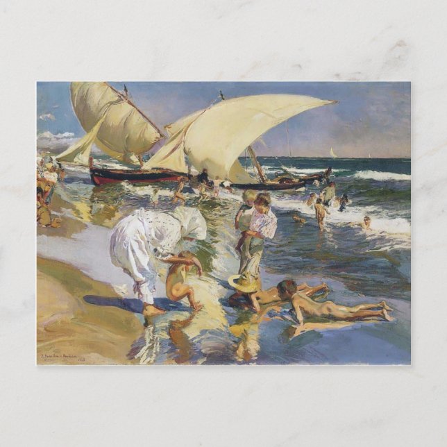 Joaquín Sorolla- Valencia beach in morning light Postcard (Front)