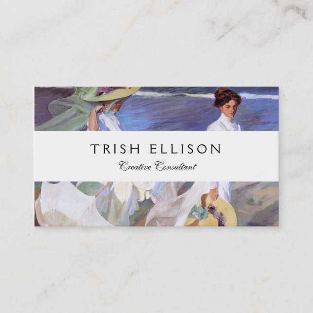 Joaquin Sorolla Women Walking Beach Business Card (Front)
