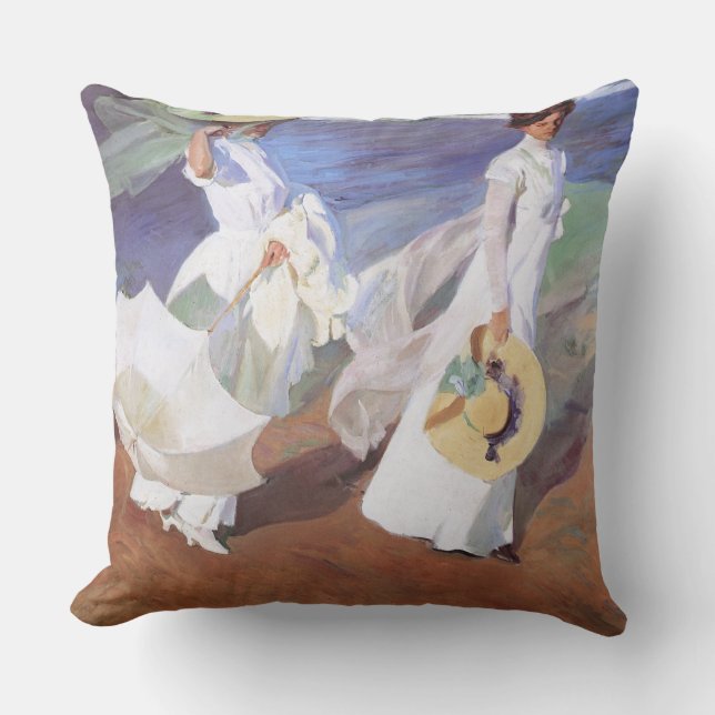 Joaquin Sorolla Women Walking Beach Cushion (Front)